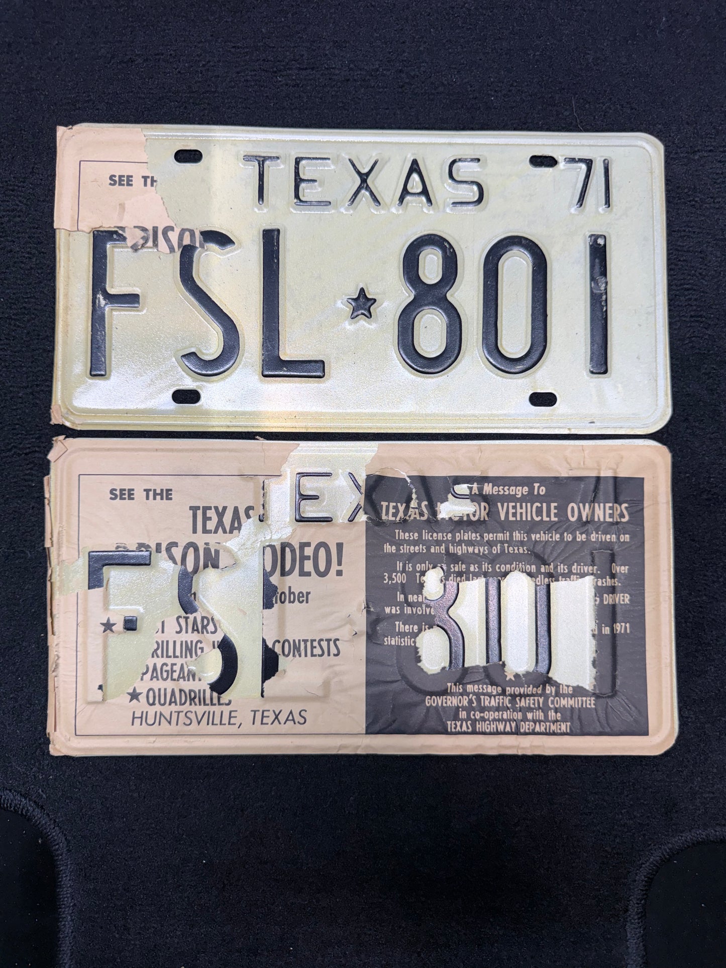 1971 Texas License Plates