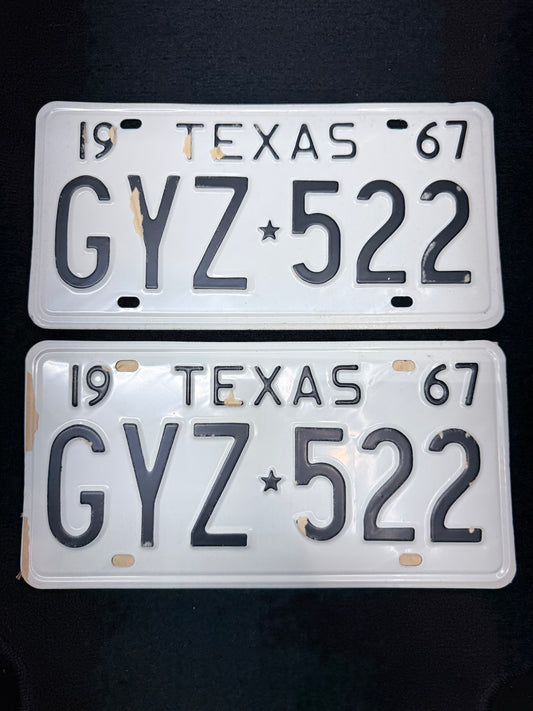 1967 Texas License Plates