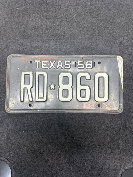 1958 Texas License Plate